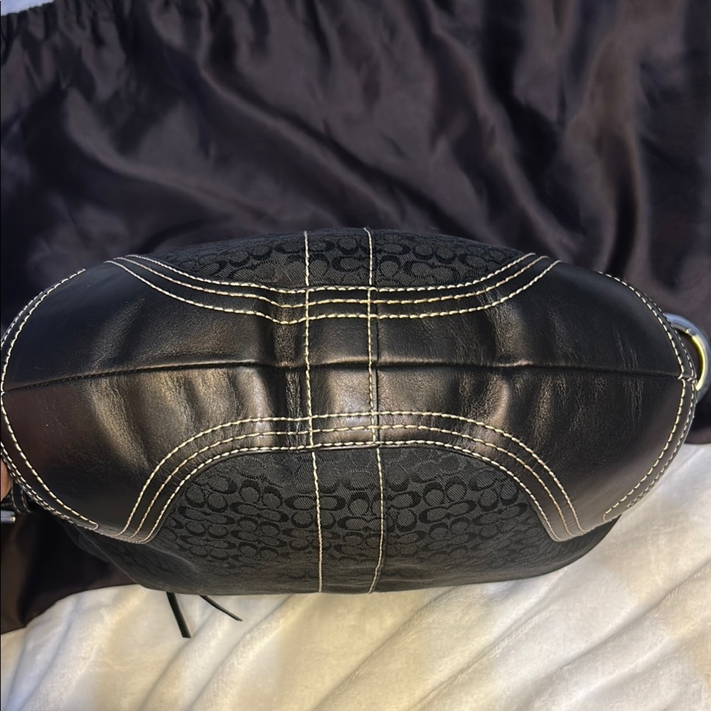 Coach Black and White Signature Shoulder Bag - Picture 10 of 10